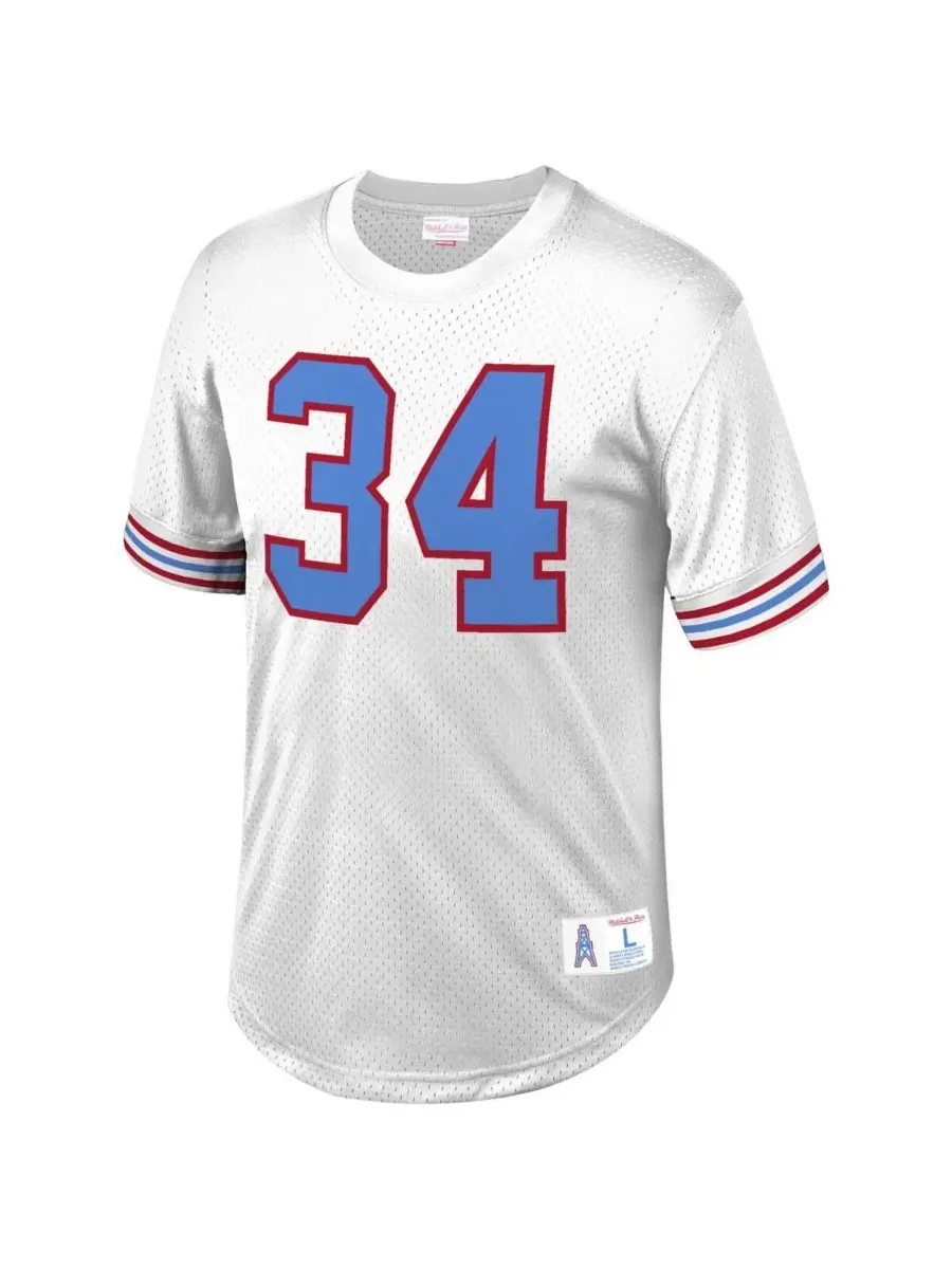Mitchell & Ness Мужская сетчатая футболка Earl Campbell White с именем и номером бывшего игрока — изображение 2 из 3, белый