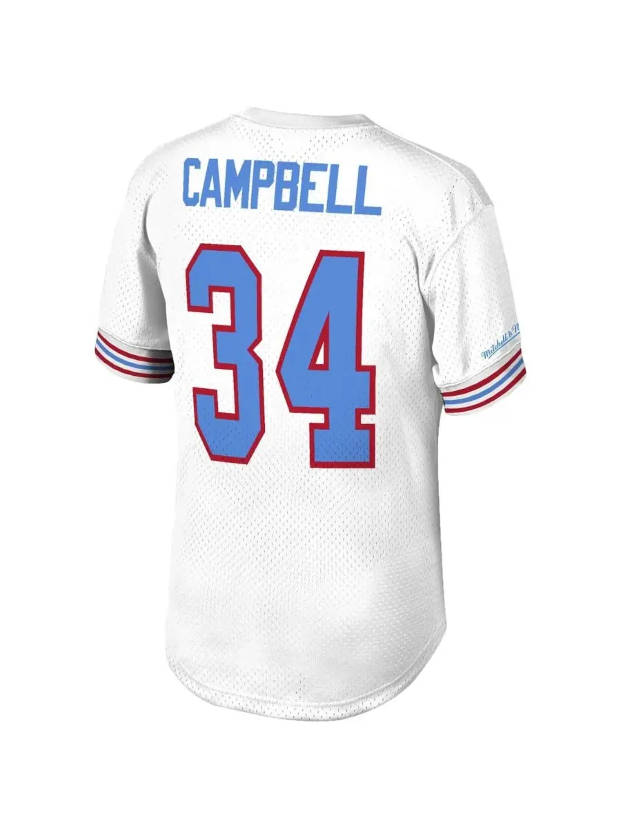 Mitchell & Ness Мужская сетчатая футболка Earl Campbell White с именем и номером бывшего игрока — изображение 3 из 3, белый