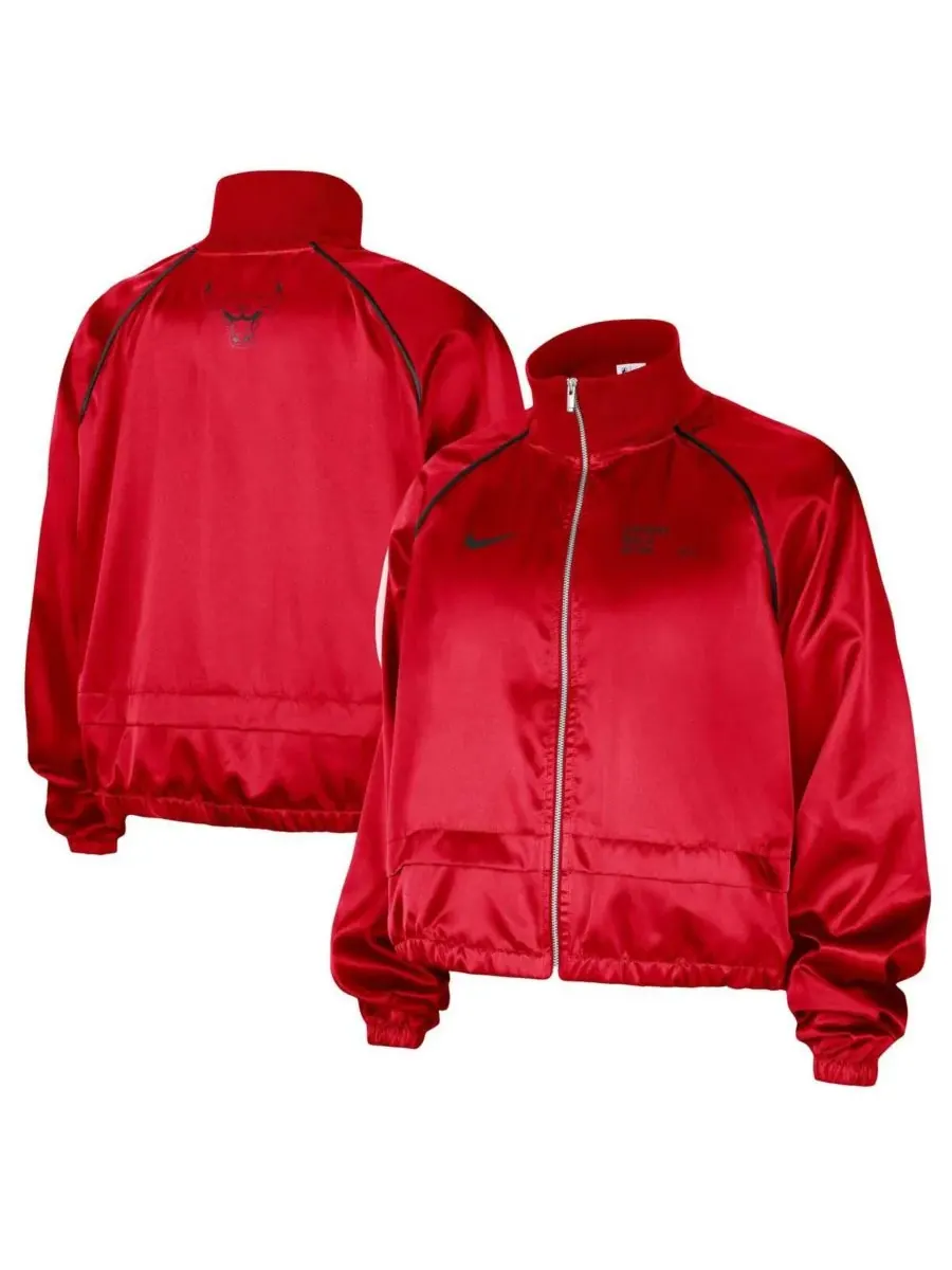 Nike Женская красная куртка Chicago Bulls Courtside Retro Fly с рукавами реглан и полной — изображение 1 из 4, красный