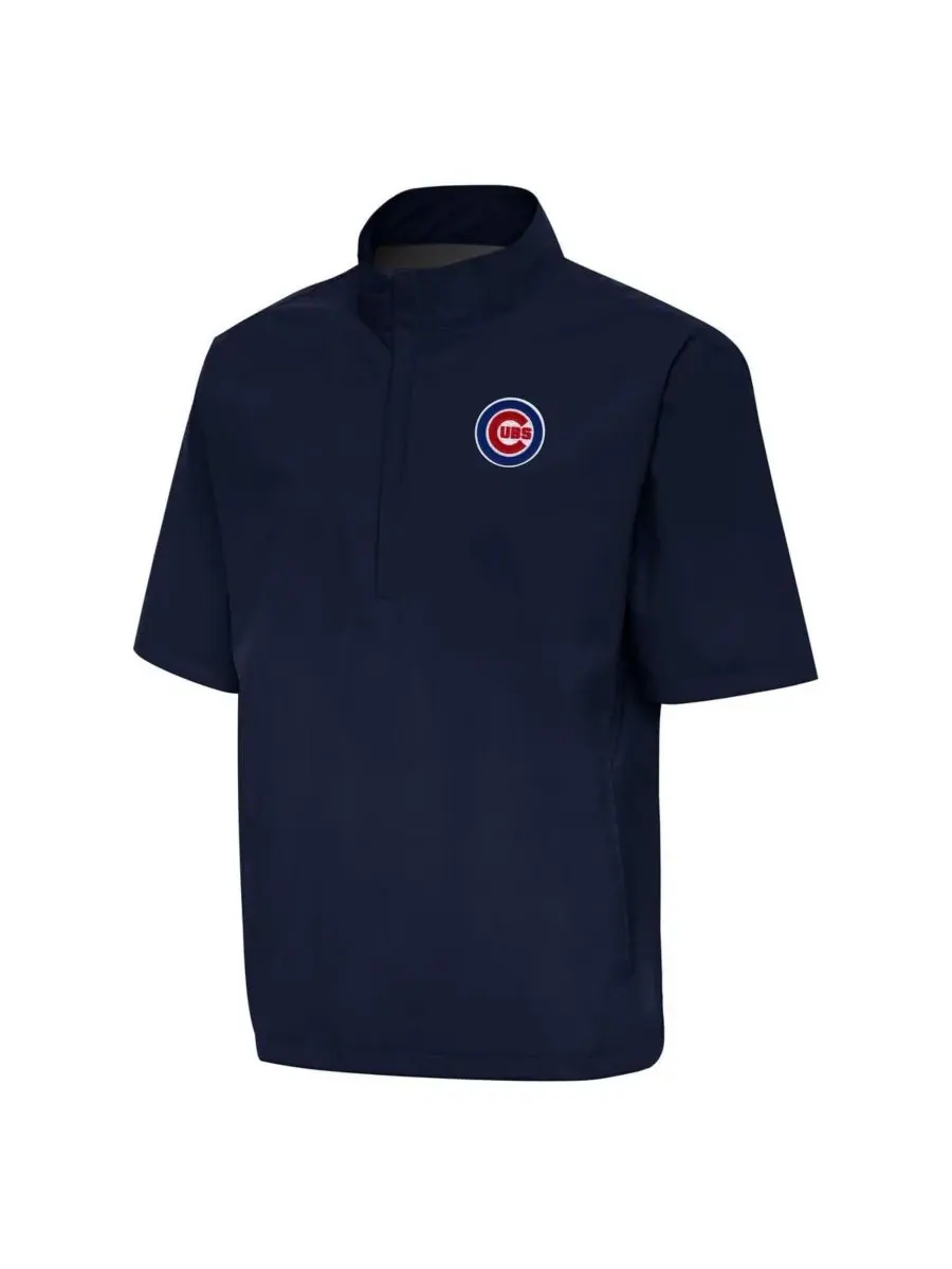 Antigua Мужская темно-синяя ветровка Chicago Cubs с застежкой-молнией до четверти длины