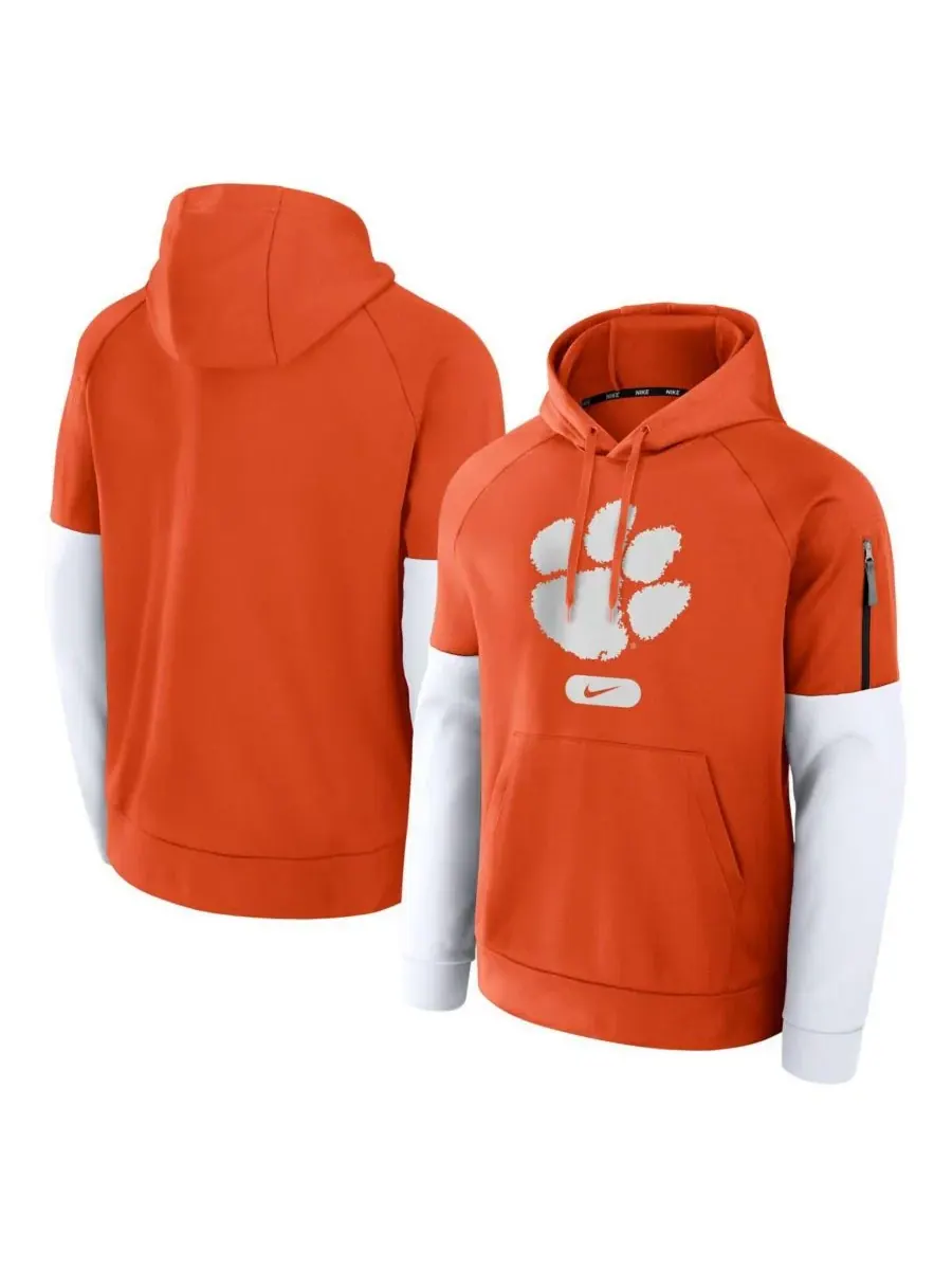 Nike Мужская оранжево-белая спортивная толстовка с рукавами реглан Clemson Tigers — изображение 1 из 3, оранжевый белый