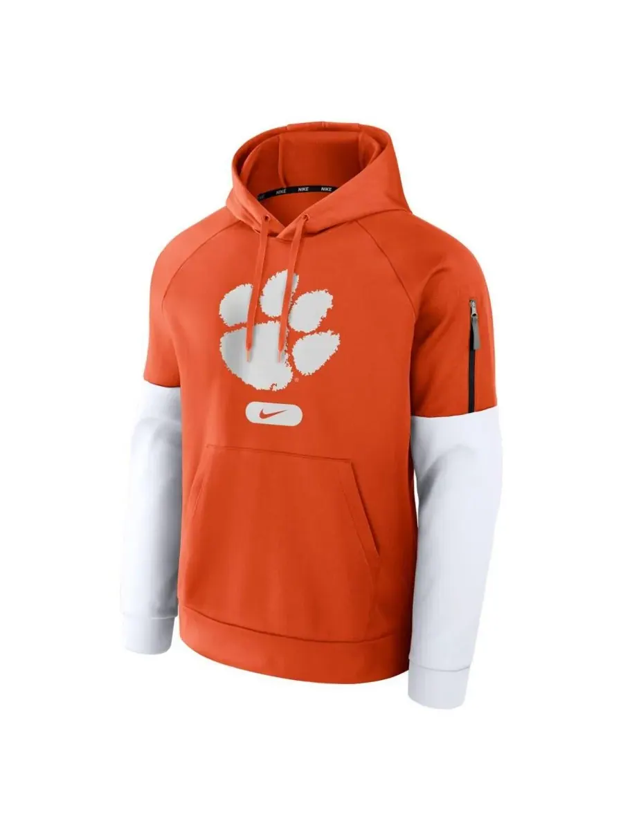 Nike Мужская оранжево-белая спортивная толстовка с рукавами реглан Clemson Tigers — изображение 2 из 3, оранжевый белый