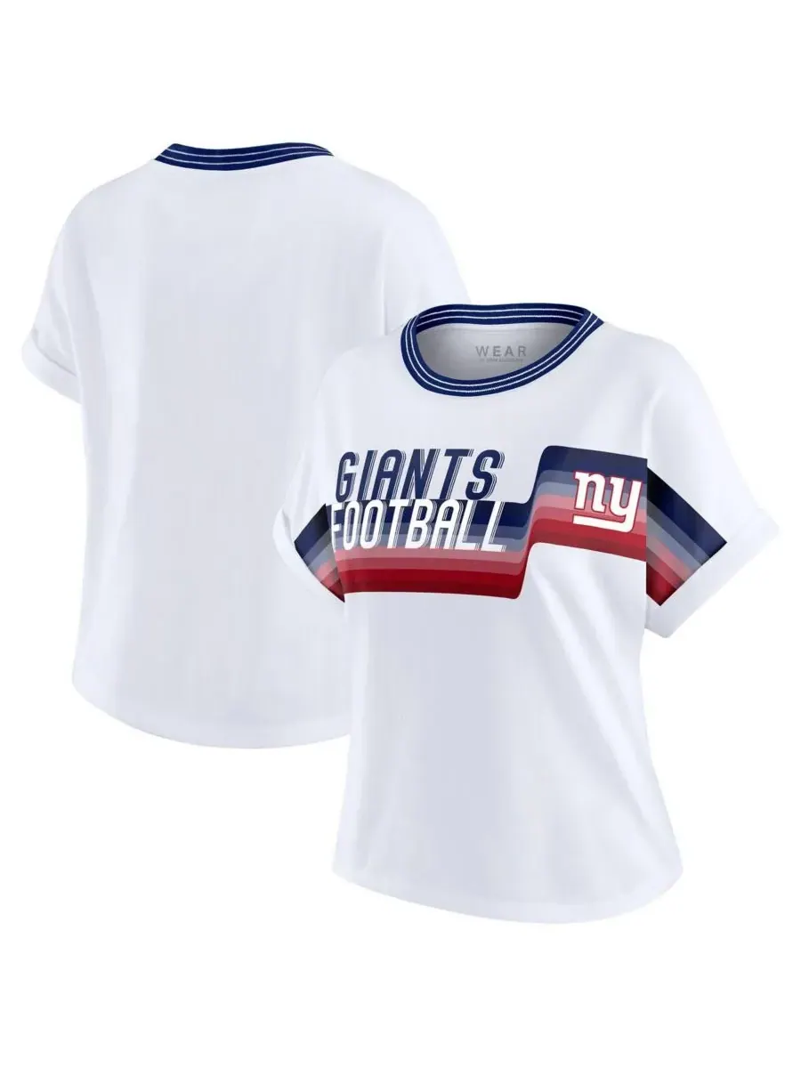 WEAR by Erin Andrews Женская белая укороченная футболка New York Giants с центральной полосой и — изображение 1 из 3, белый