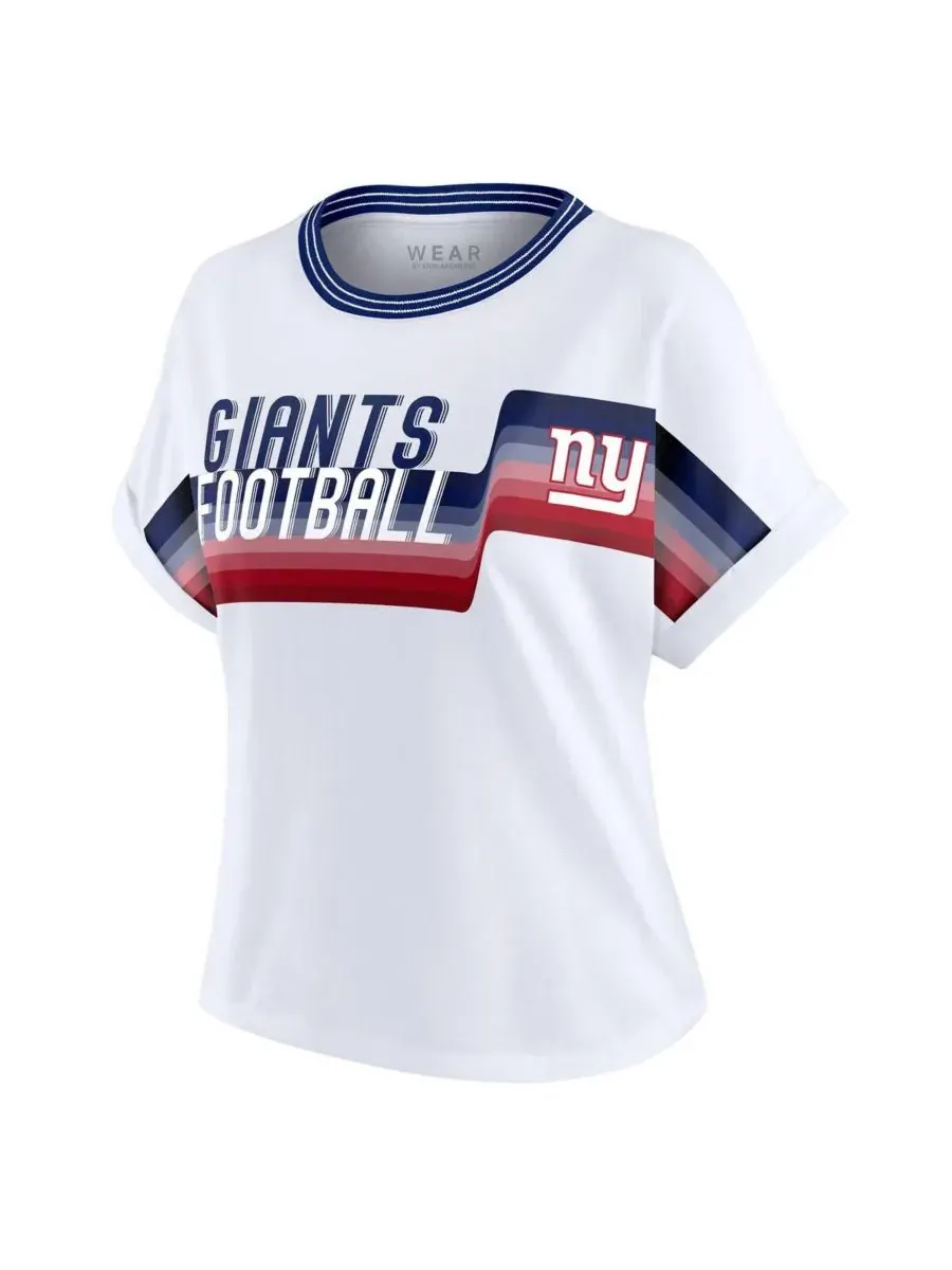 WEAR by Erin Andrews Женская белая укороченная футболка New York Giants с центральной полосой и — изображение 3 из 3, белый