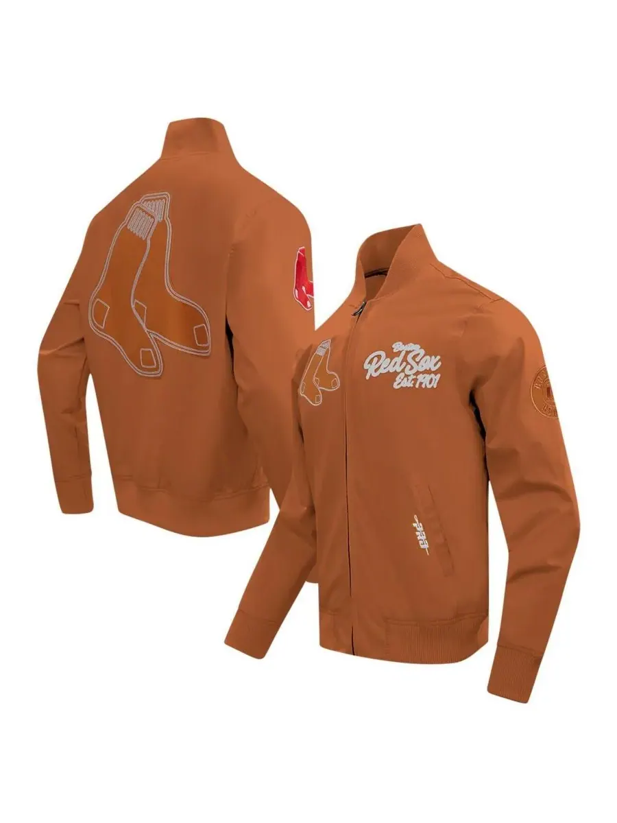 Pro Standard Мужская коричневая куртка на молнии Boston Red Sox Paint The City из саржи — изображение 1 из 4, коричневый
