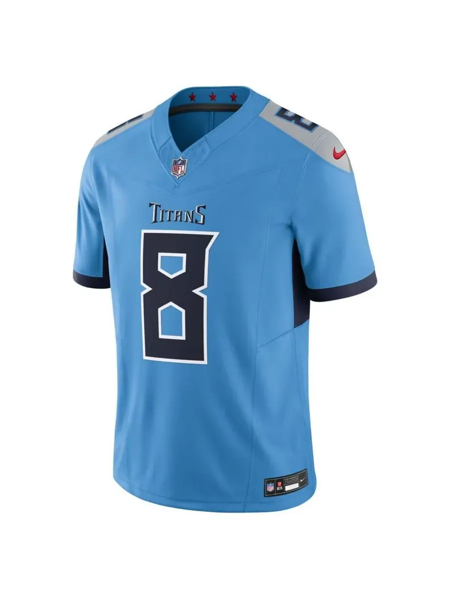 Nike Мужская футболка Will Levis светло-голубого цвета с символикой команды Tennessee Titans — изображение 2 из 3