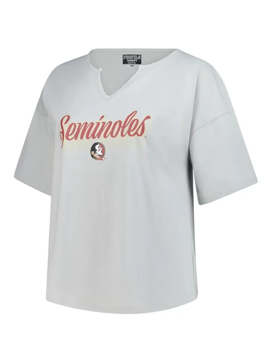 Fanatics Женская серая футболка большого размера Florida State Seminoles Winning Gear с вырезом на — изображение 3 из 3