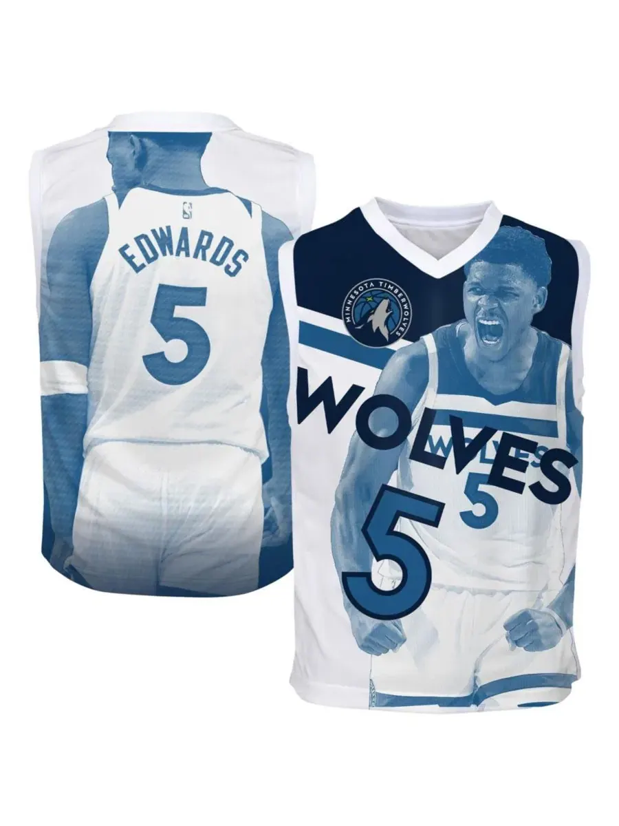Футболка-джерси с принтом Anthony Edwards Hometown Fashion Jersey Outerstuff — изображение 1 из 2, синий