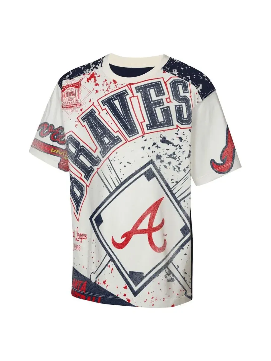 Футболка с принтом Big League Top Player Atlanta Braves Outerstuff — изображение 2 из 3, кремовый темно-синий
