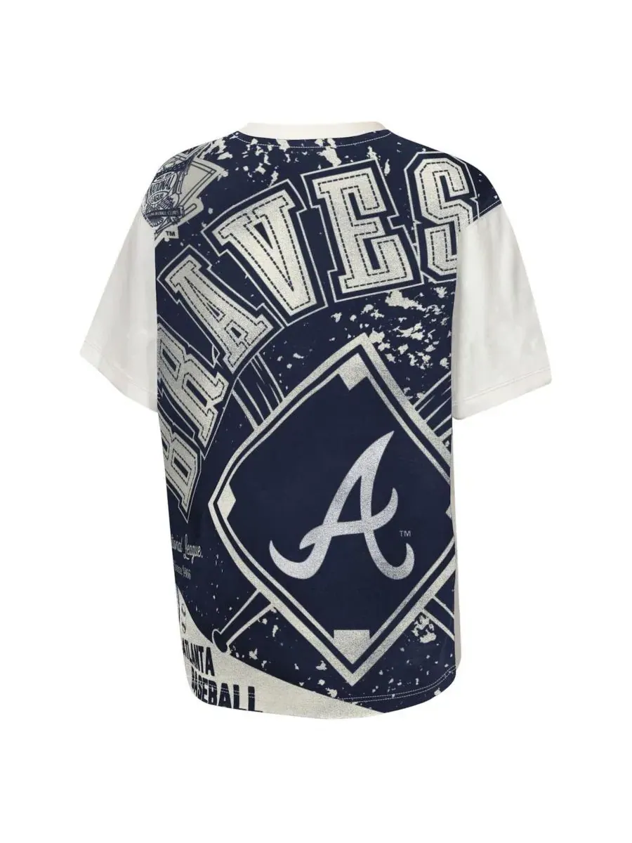 Футболка с принтом Big League Top Player Atlanta Braves Outerstuff — изображение 3 из 3, кремовый темно-синий