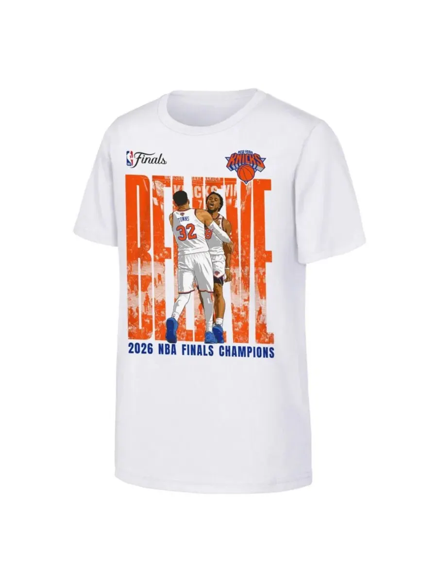 Футболка с принтом OG Anunoby Karl-Anthony Towns New York Knicks 2026 NBA Finals Champions Believe — изображение 2 из 2