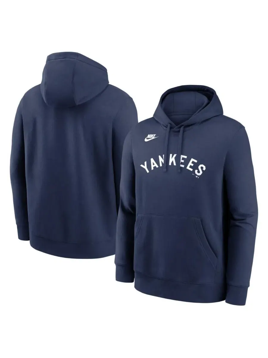 Мужская толстовка темно-синего цвета с логотипом New York Yankees Cooperstown Collection Wordmark — изображение 1 из 3