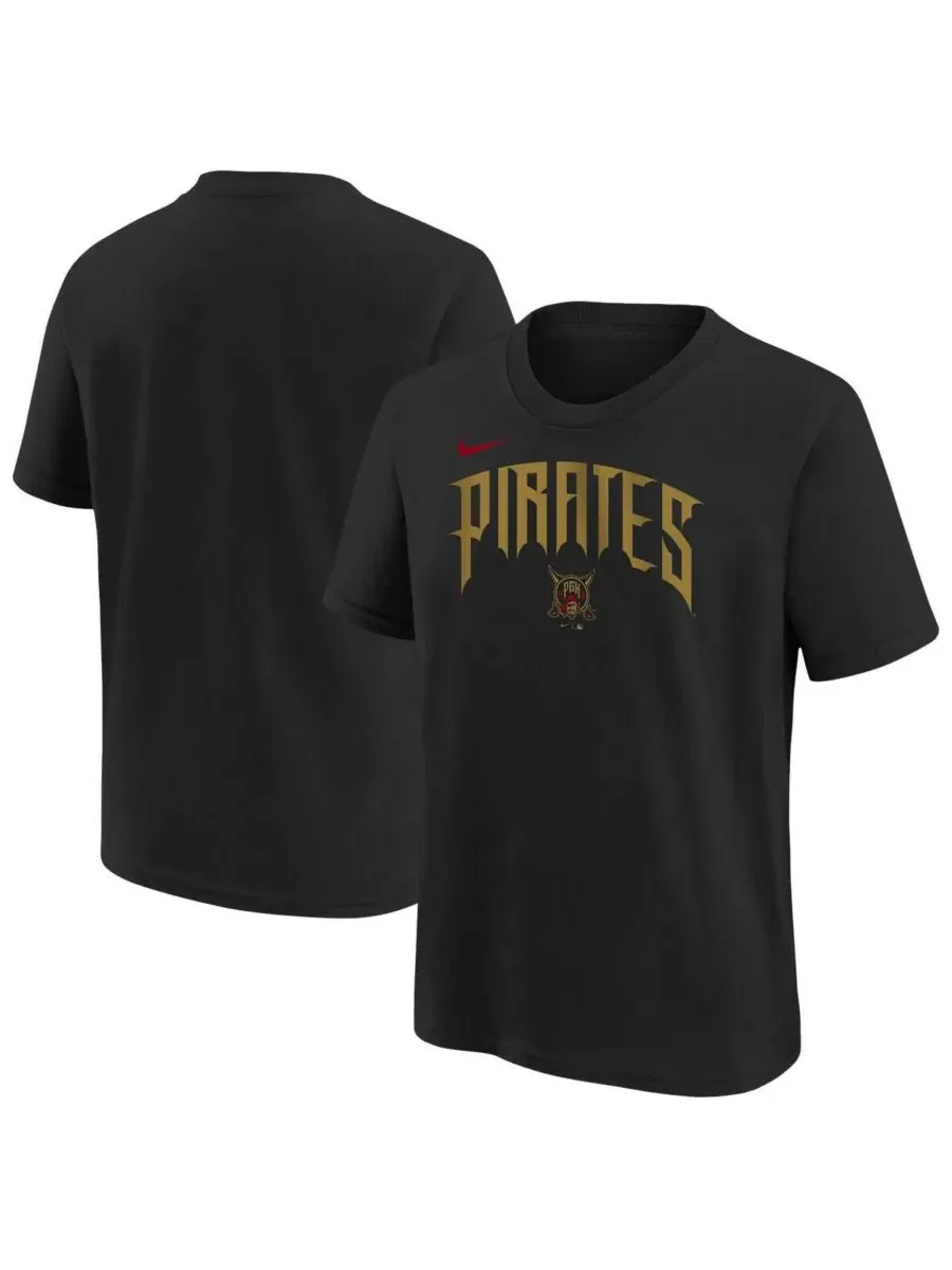 Футболка Big Boys and Girls Black Pittsburgh Pirates 2026 City Connect Wordmark Nike — изображение 1 из 3, черный