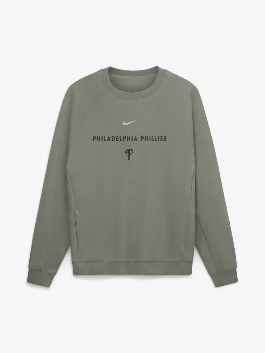 Свитшот из футера с регланом, Dri-FIT, Philadelphia Phillies Nike — изображение 4 из 4, оливковый
