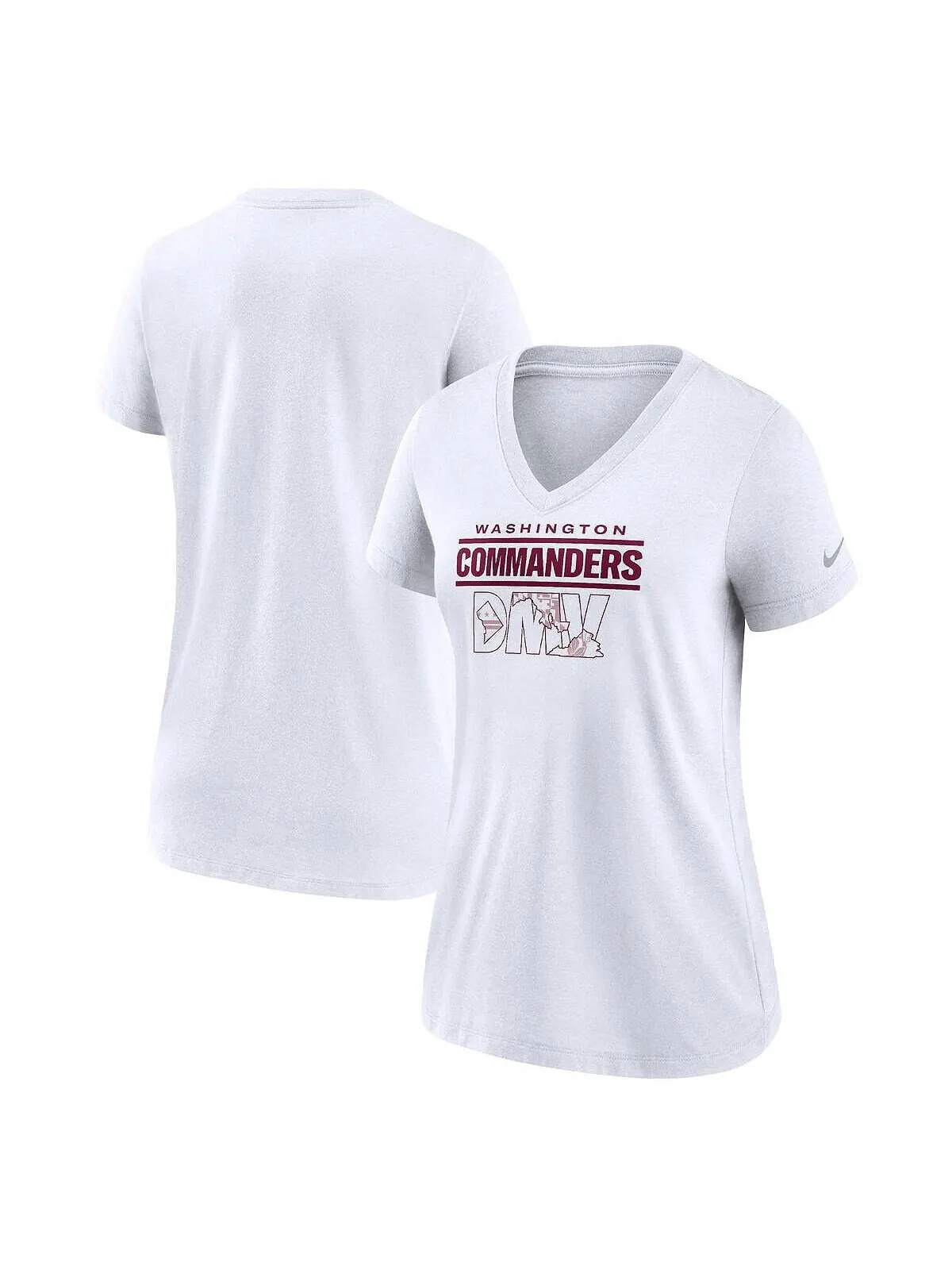 Женская белая футболка Washington Commanders Hometown Collection Tri-Blend с v-образным вырезом Nike — изображение 1 из 1