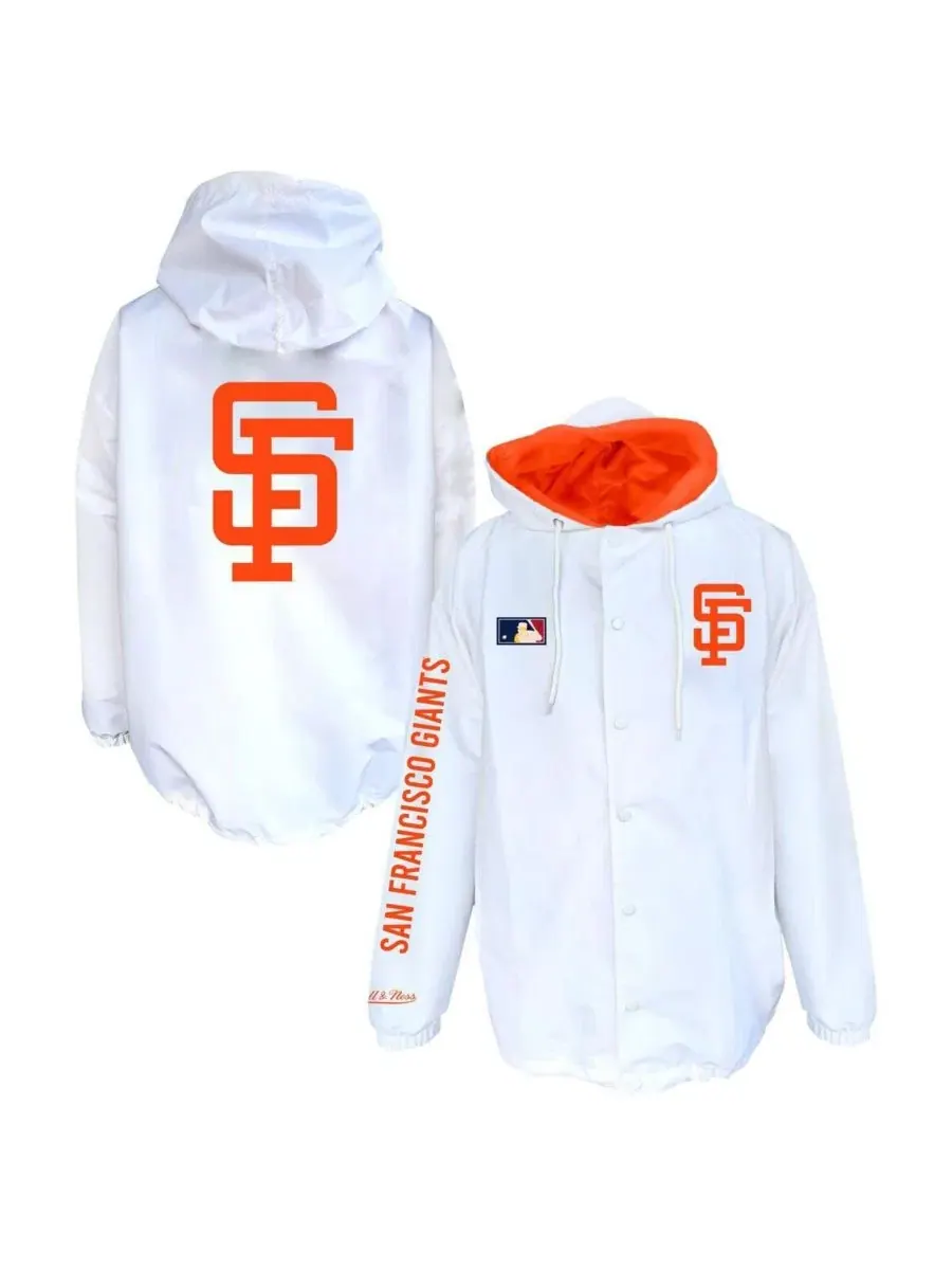 Куртка с капюшоном San Francisco Giants Big & Tall Full-Snap Mitchell & Ness — изображение 1 из 3, белый черный