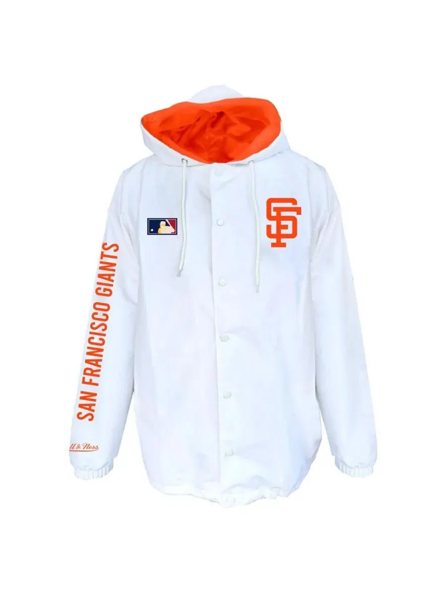 Куртка с капюшоном San Francisco Giants Big & Tall Full-Snap Mitchell & Ness — изображение 2 из 3, белый черный
