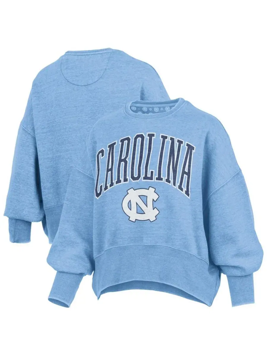 Свитшот оверсайз с флисовой подкладкой North Carolina Tar Heels Pressbox — изображение 1 из 3, светлый синий