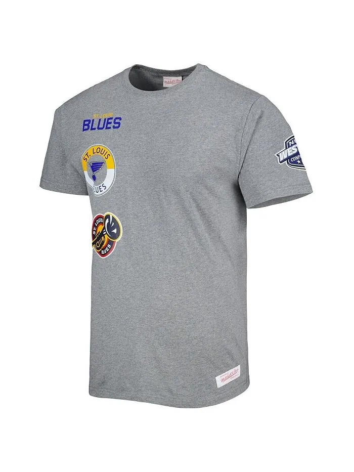 Мужская футболка Heather Grey St. Louis Blues City Collection Mitchell & Ness — изображение 2 из 2, серый