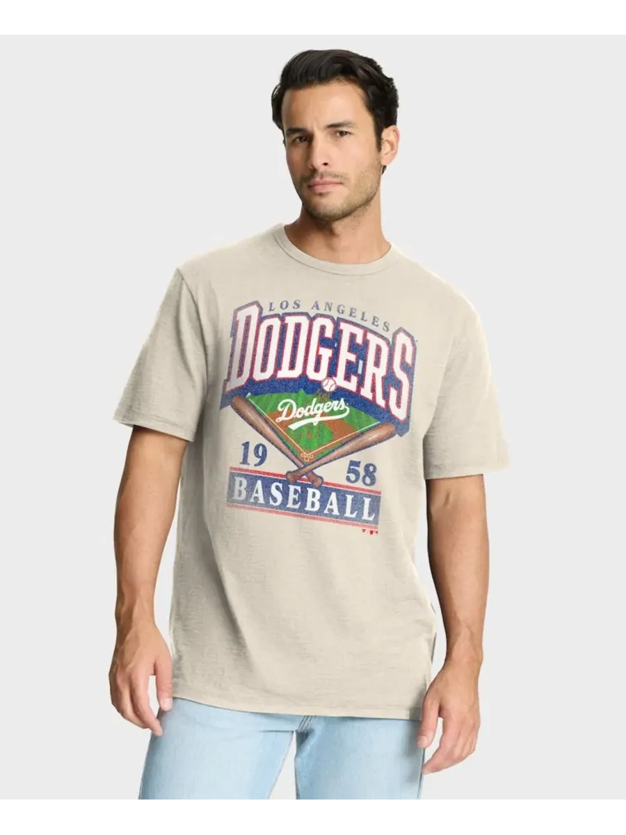 Футболка из джерси с винтажным принтом Los Angeles Dodgers Fanatics — изображение 1 из 5, бежевый