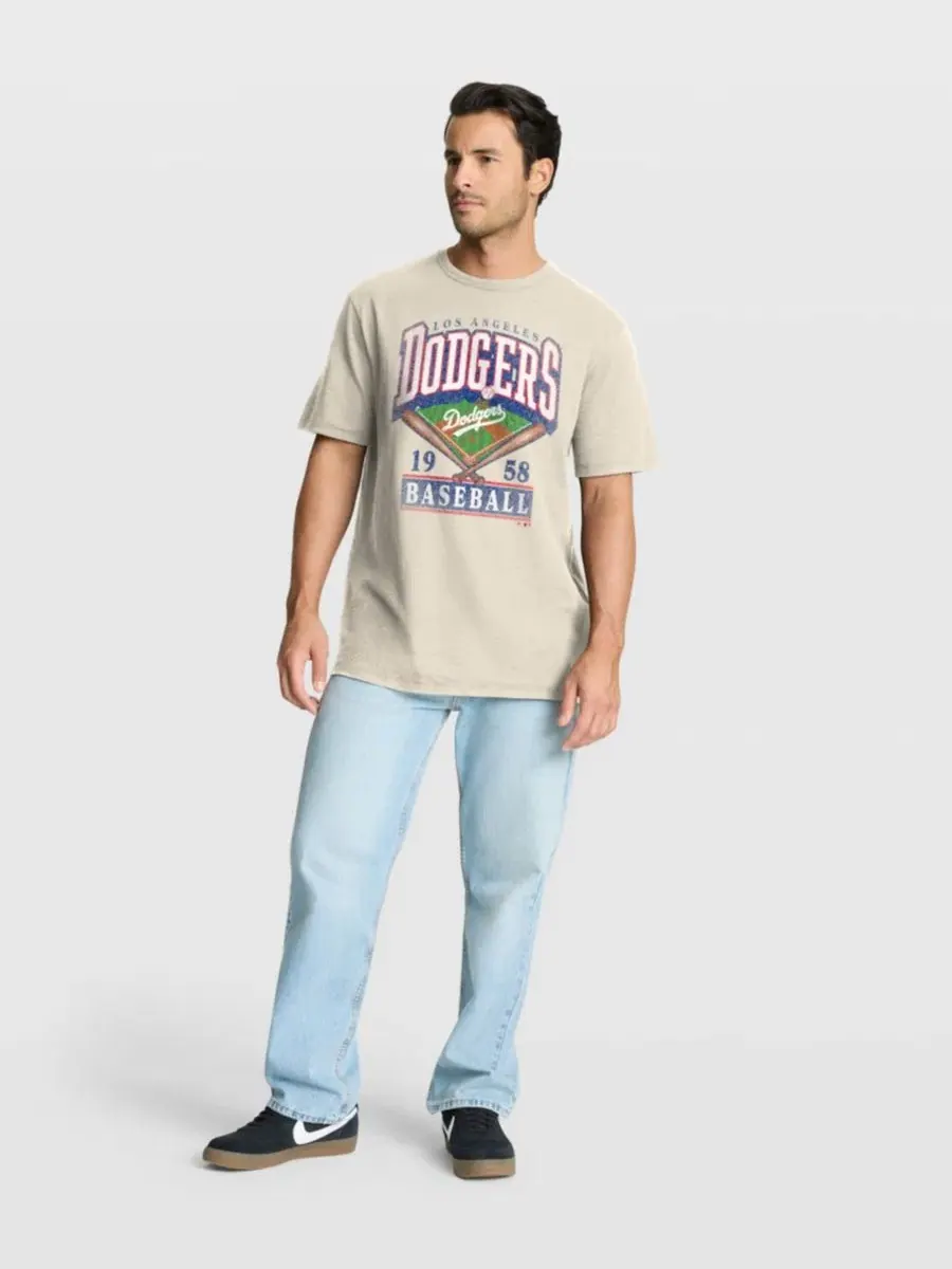 Футболка из джерси с винтажным принтом Los Angeles Dodgers Fanatics — изображение 5 из 5, бежевый