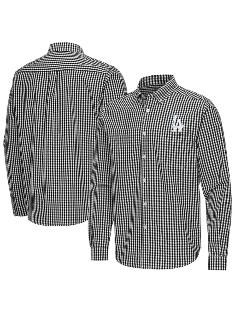 Мужская рубашка с длинным рукавом Ellis Woven Tri-Blend Button-Down Antigua — изображение 1 из 3, черный белый