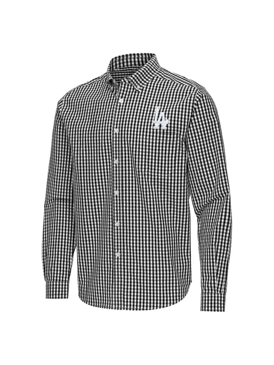 Мужская рубашка с длинным рукавом Ellis Woven Tri-Blend Button-Down Antigua — изображение 2 из 3, черный белый