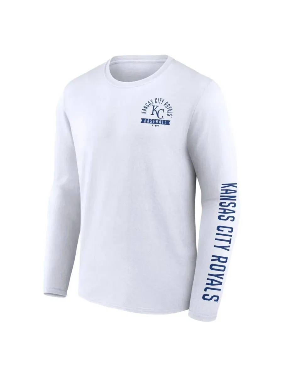Футболка с длинным рукавом Kansas City Royals Press Box Fanatics — изображение 2 из 3, белый