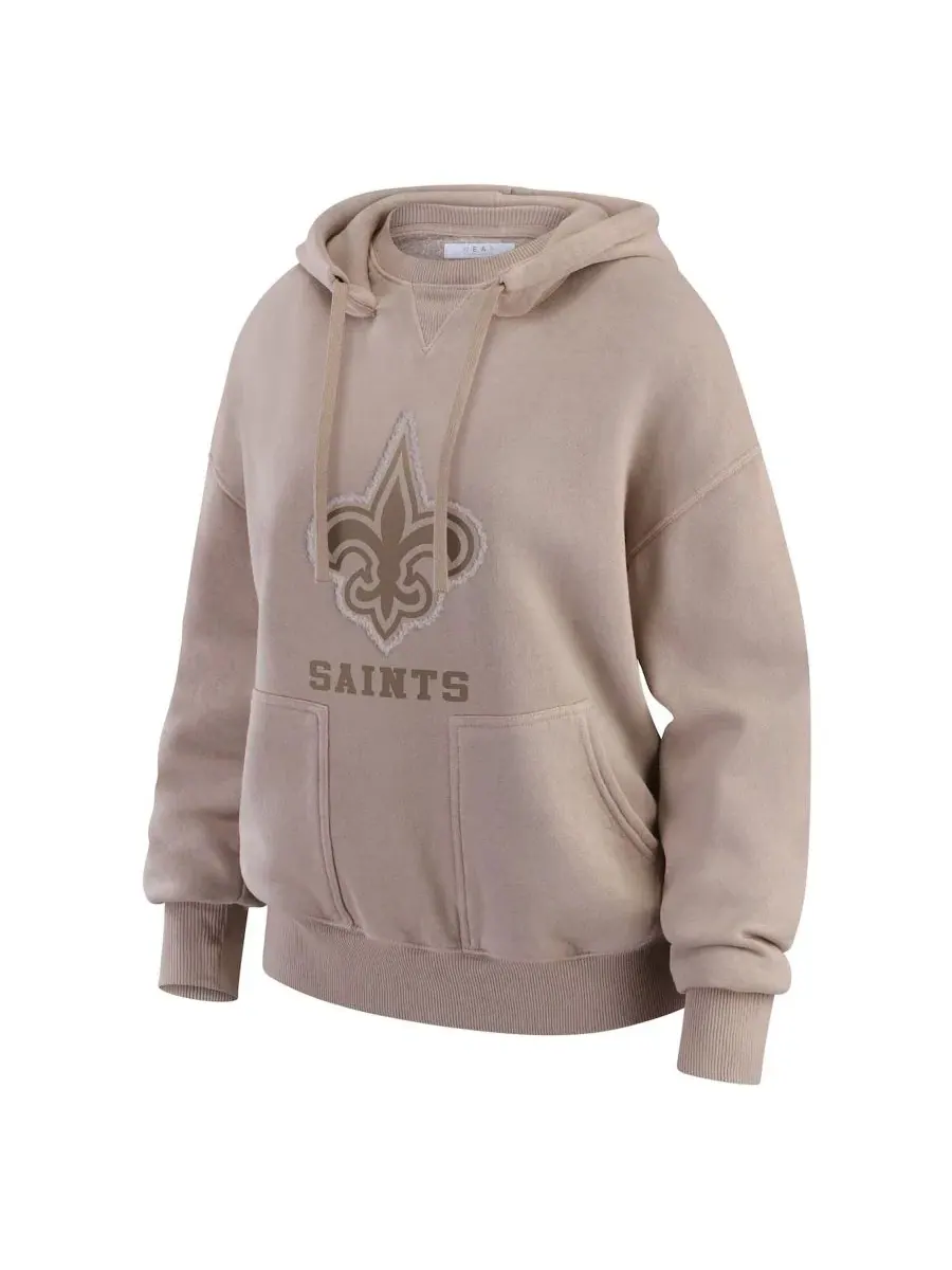Женский свитшот с капюшоном New Orleans Saints Washed Pullover Crewdie WEAR by Erin Andrews — изображение 2 из 5, бежевый