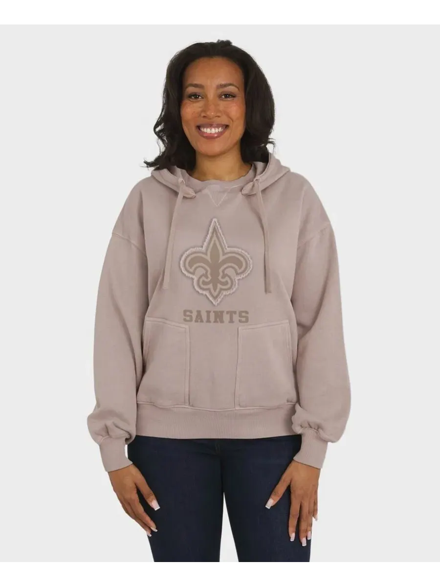 Женский свитшот с капюшоном New Orleans Saints Washed Pullover Crewdie WEAR by Erin Andrews — изображение 4 из 5, бежевый