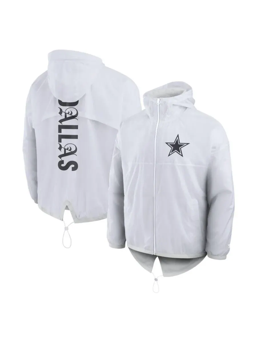 Ветровка с капюшоном Dallas Cowboys Type Play Down Full-Zip Fanatics — изображение 1 из 3, белый серый