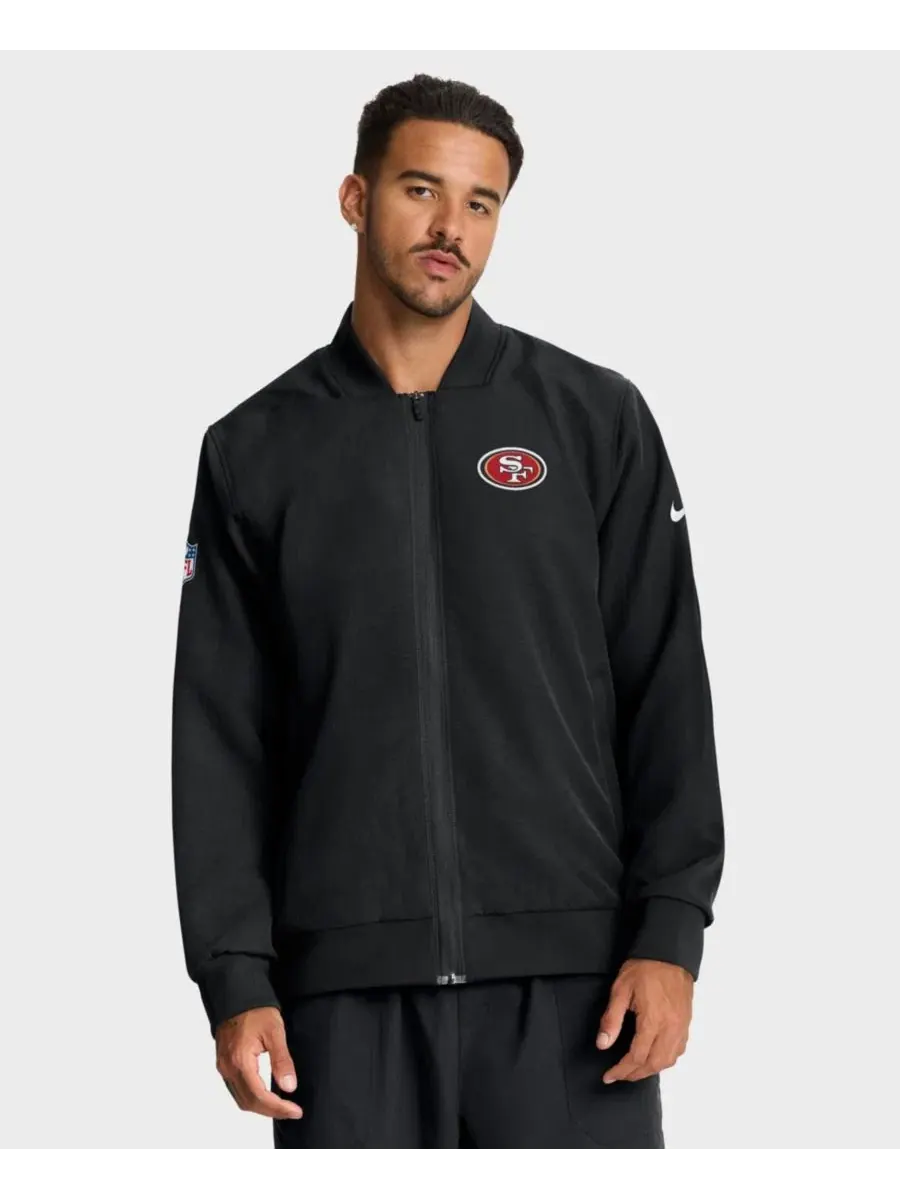 Куртка-бомбер с полной застежкой-молнией San Francisco 49ers Sideline Nike — изображение 1 из 5, черный