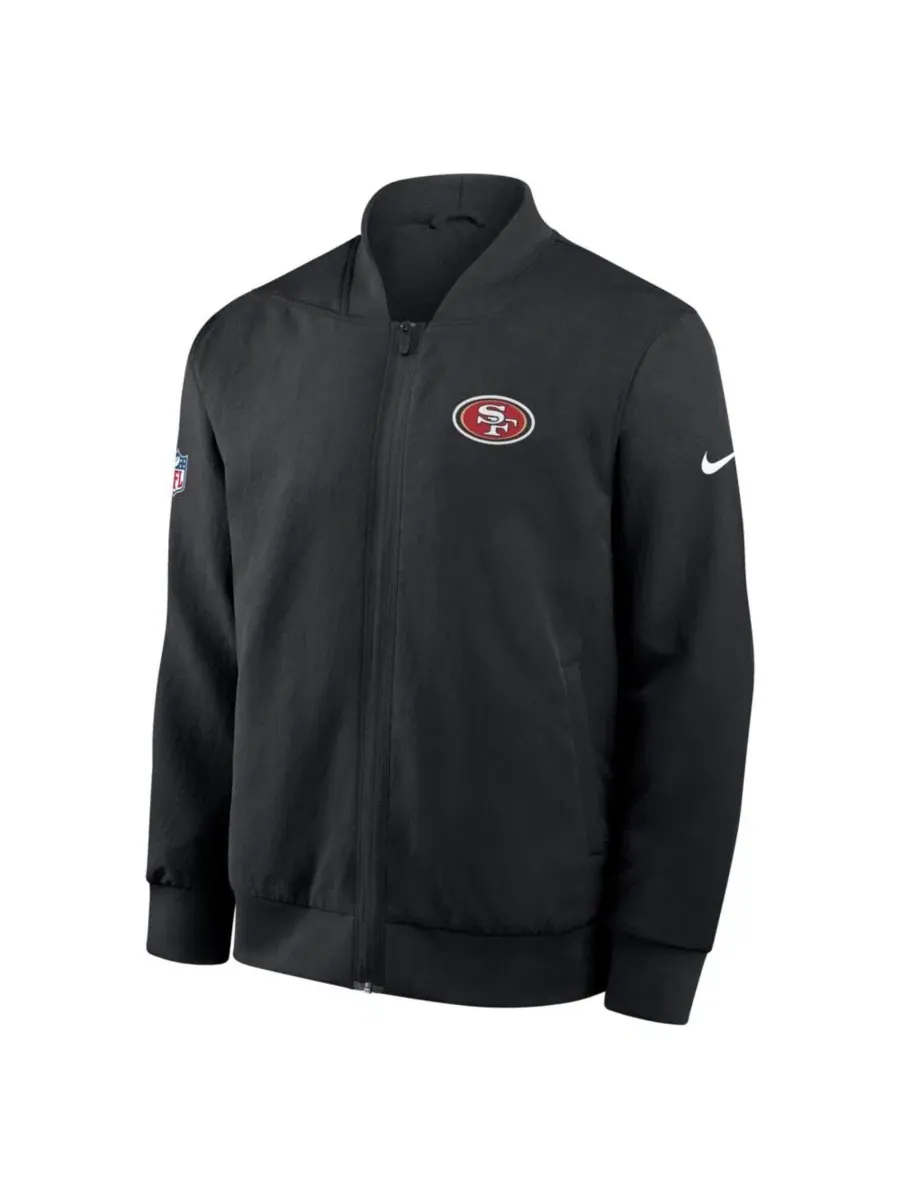 Куртка-бомбер с полной застежкой-молнией San Francisco 49ers Sideline Nike — изображение 3 из 5, черный