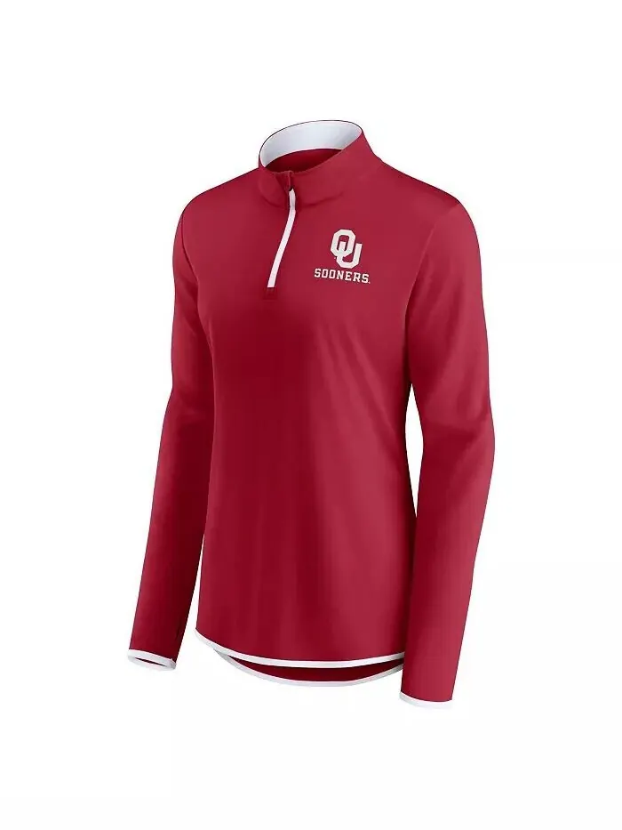Женская футболка Crimson Oklahoma Early Worth the Drive с молнией четверти Fanatics — изображение 3 из 3