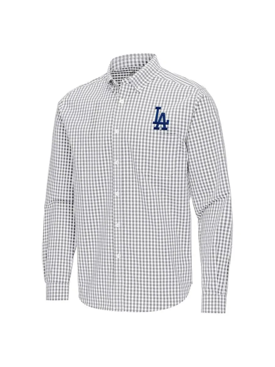 Футболка-рубашка с длинным рукавом с принтом Ellis Woven Tri-Blend Antigua — изображение 2 из 3, серый белый