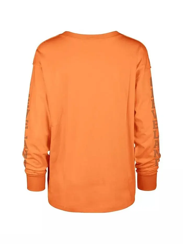 Женская оранжевая рваная футболка с длинным рукавом Cleveland Browns Tom Cat '47 Brand — изображение 2 из 3