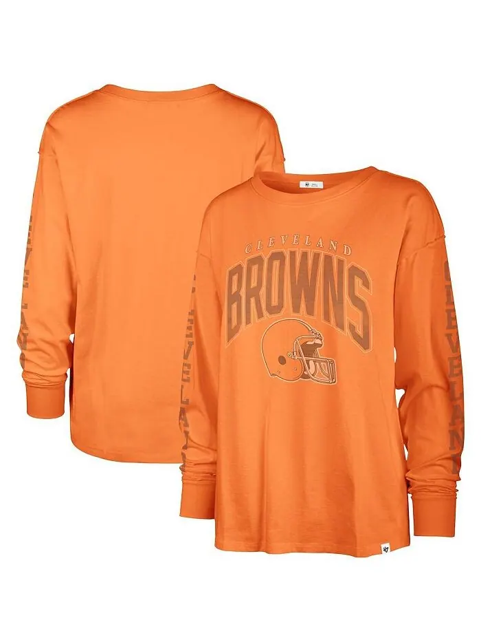 Женская оранжевая рваная футболка с длинным рукавом Cleveland Browns Tom Cat '47 Brand — изображение 1 из 3, оранжевый