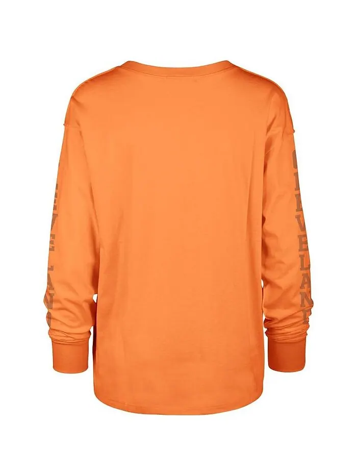 Женская оранжевая рваная футболка с длинным рукавом Cleveland Browns Tom Cat '47 Brand — изображение 2 из 3, оранжевый