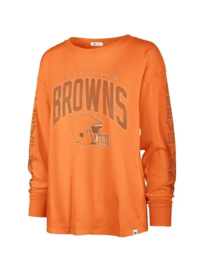Женская оранжевая рваная футболка с длинным рукавом Cleveland Browns Tom Cat '47 Brand — изображение 3 из 3, оранжевый