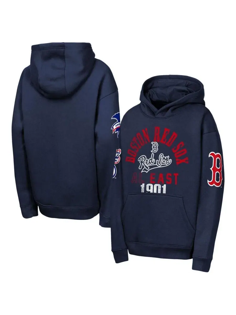 Худи из флиса с логотипом Boston Red Sox, модель Premium Sweep Outerstuff — изображение 1 из 3, темно-синий