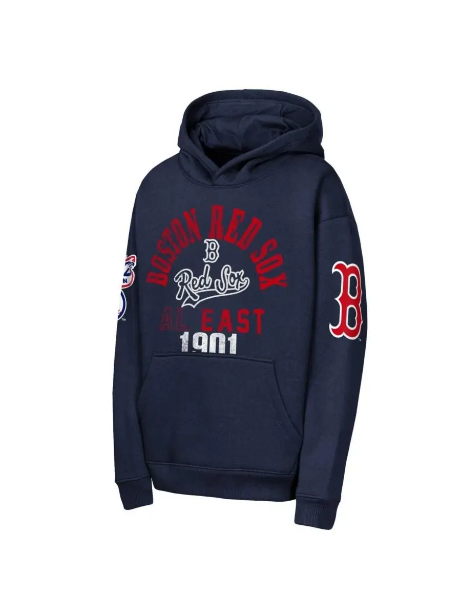 Худи из флиса с логотипом Boston Red Sox, модель Premium Sweep Outerstuff — изображение 2 из 3, темно-синий