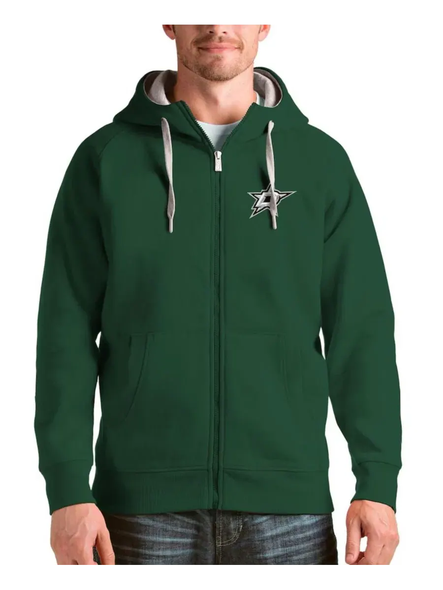 Худи на молнии с вышивкой Dallas Stars Logo Victory Antigua — изображение 1 из 1, зеленый