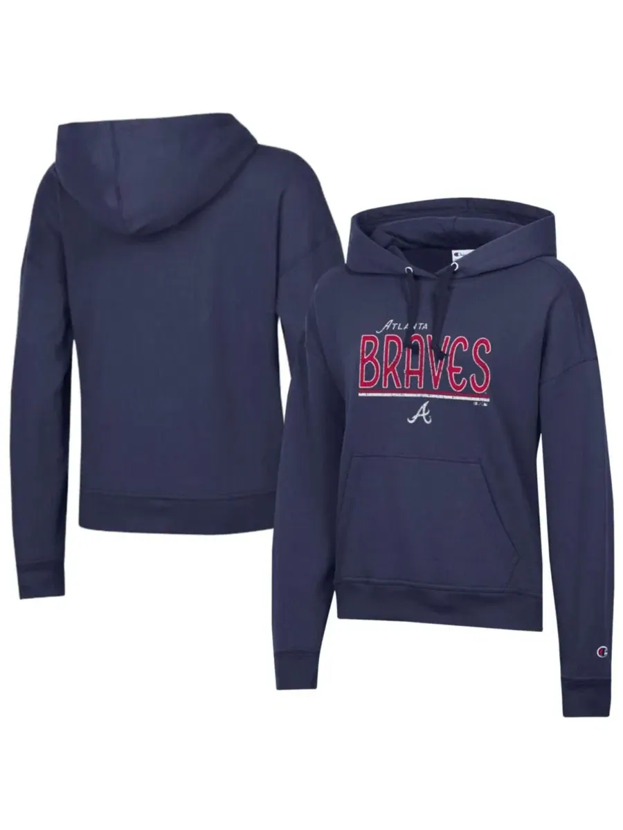 Худи с капюшоном, с принтом, Atlanta Braves Vintage Champion — изображение 1 из 3, темно-синий