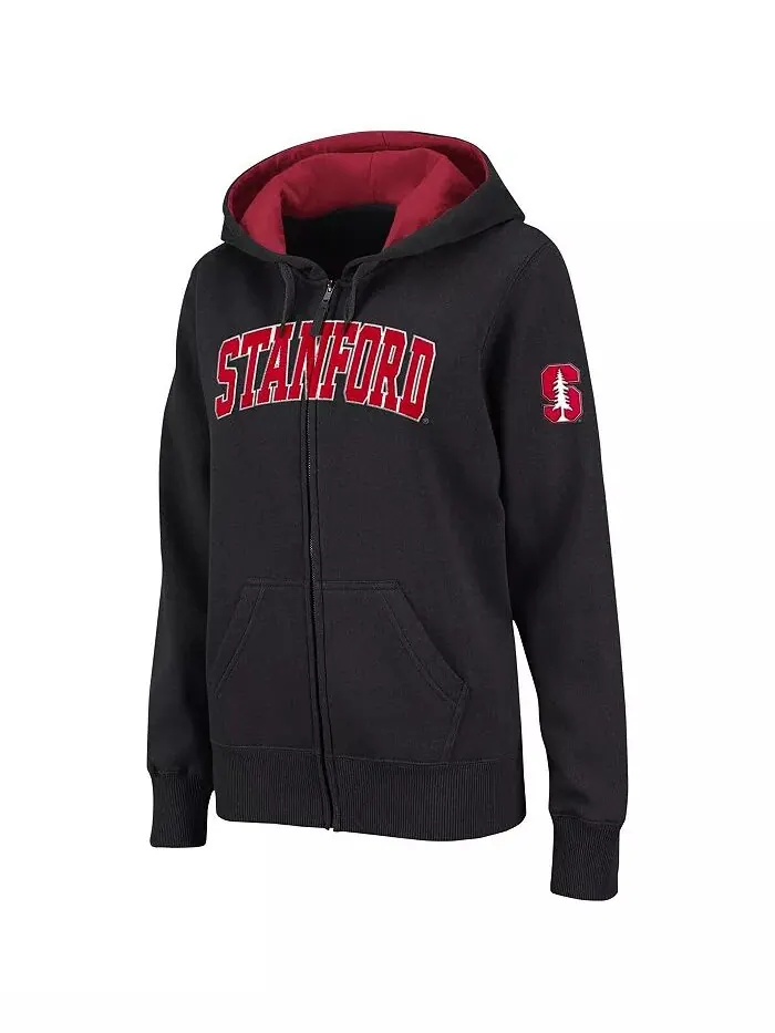 Женская черная толстовка с капюшоном Stanford Cardinal Arched Name на молнии Colosseum — изображение 3 из 3