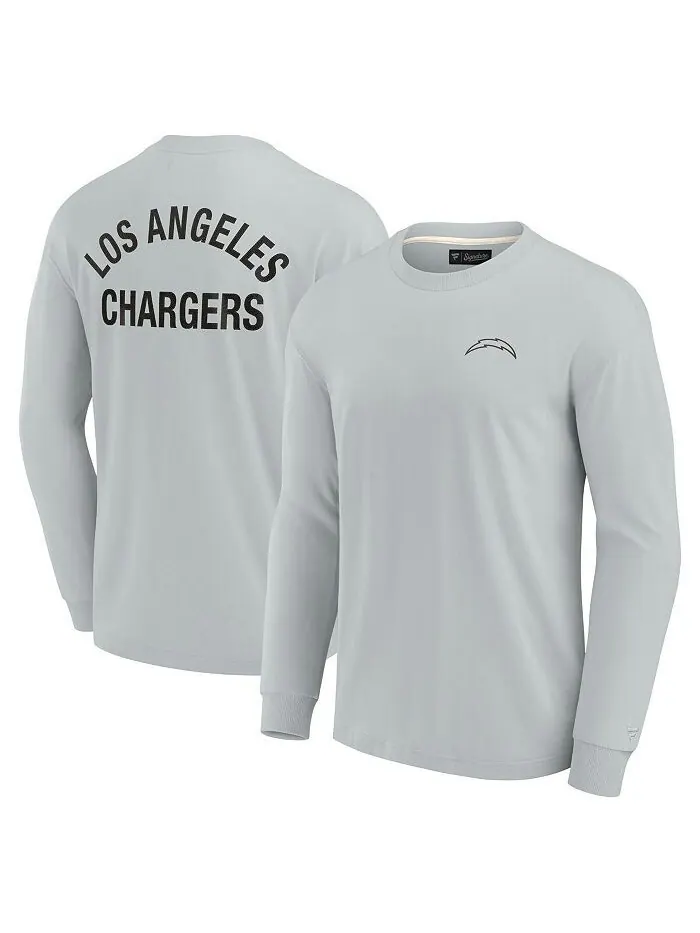 Мужская и женская серая супермягкая футболка с длинным рукавом Los Angeles Chargers Fanatics — изображение 1 из 3, серый