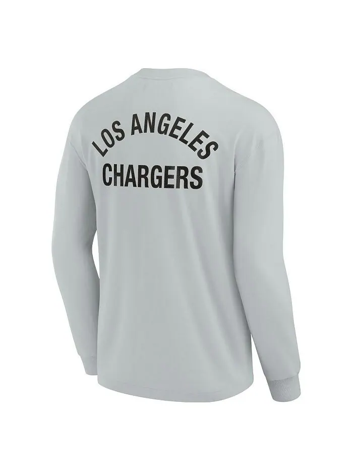 Мужская и женская серая супермягкая футболка с длинным рукавом Los Angeles Chargers Fanatics — изображение 2 из 3, серый