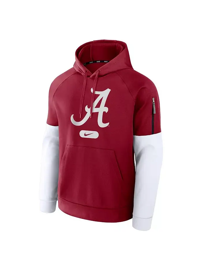 Мужская бордовая толстовка с капюшоном Alabama Crimson Tide Fitness Performance Nike — изображение 2 из 3