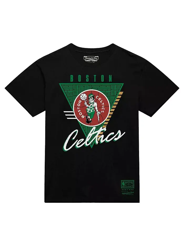 Мужская черная футболка Boston Celtics Worldwide Collection с три-логотипом Mitchell & Ness — изображение 2 из 3