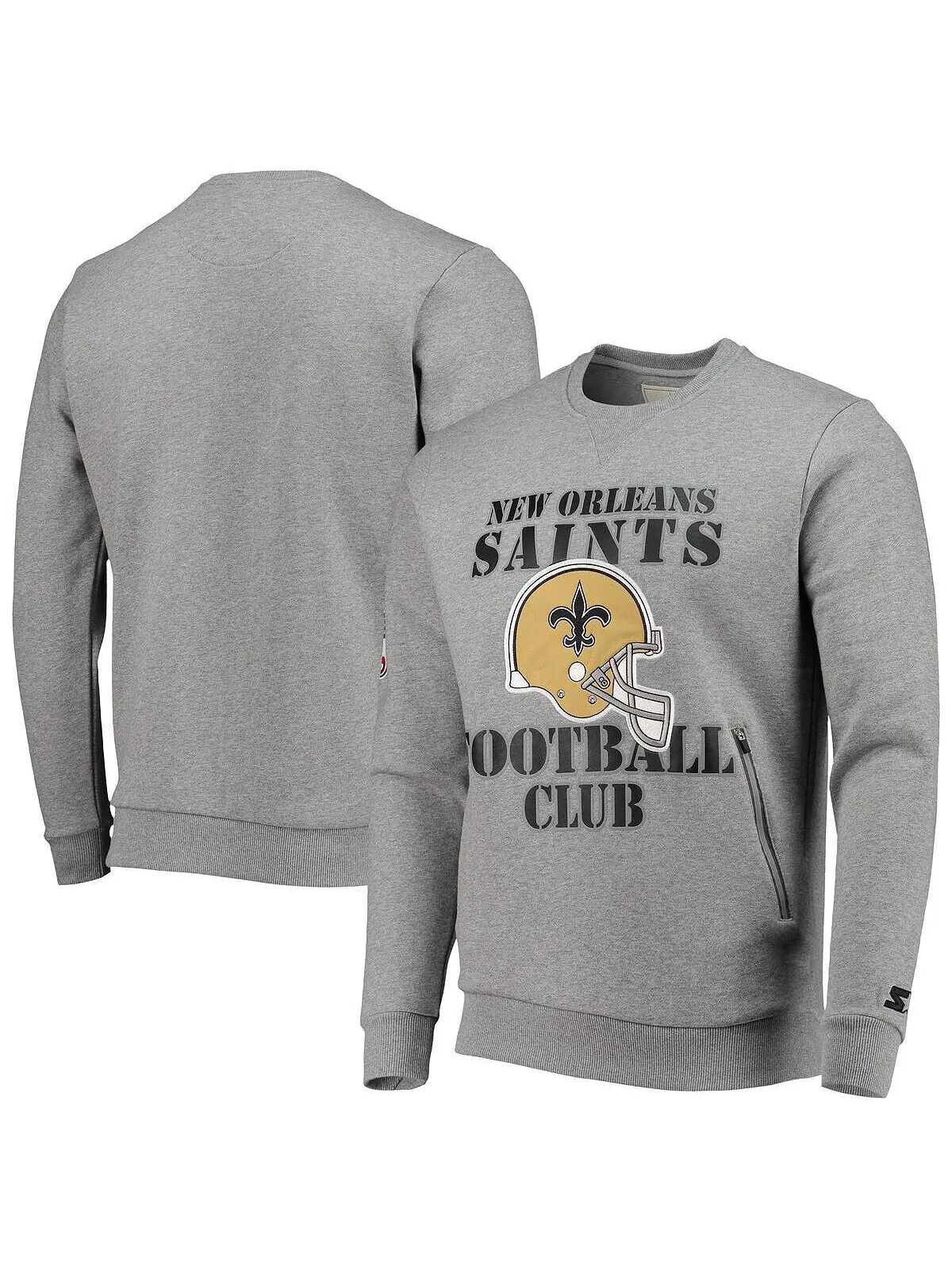 Мужская серая толстовка с капюшоном new orleans saints locker room throwback end zone Starter — изображение 1 из 3, серый