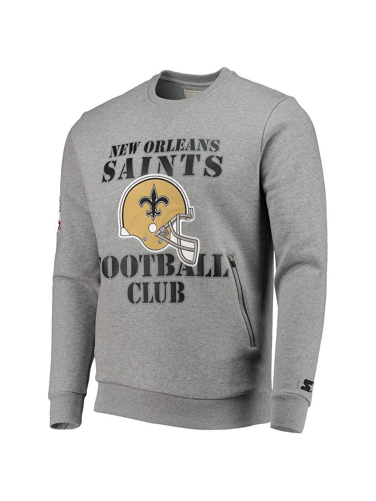 Мужская серая толстовка с капюшоном new orleans saints locker room throwback end zone Starter — изображение 2 из 3, серый